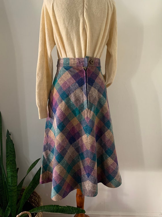 1970s Plaid Midi Skirt / XS Extra Small - image 8
