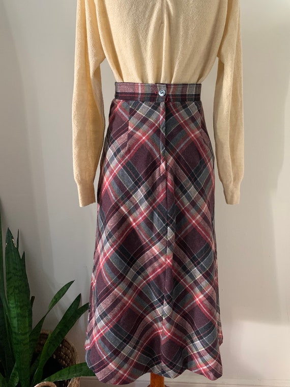1970s Plaid Skirt Wool Blend / Small - image 4