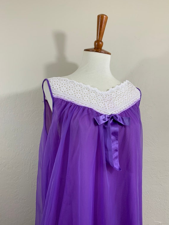 1960s Nightgown / Purple / Medium - image 3