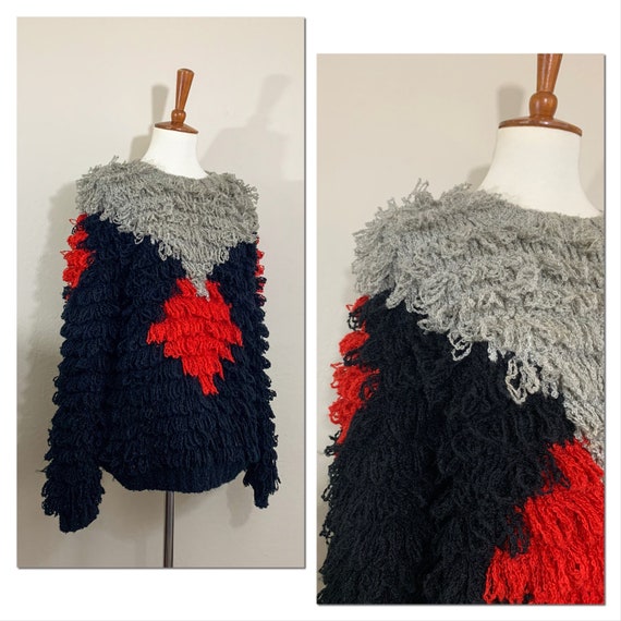 1980s Clovis Ruffin Shag Sweater/ M