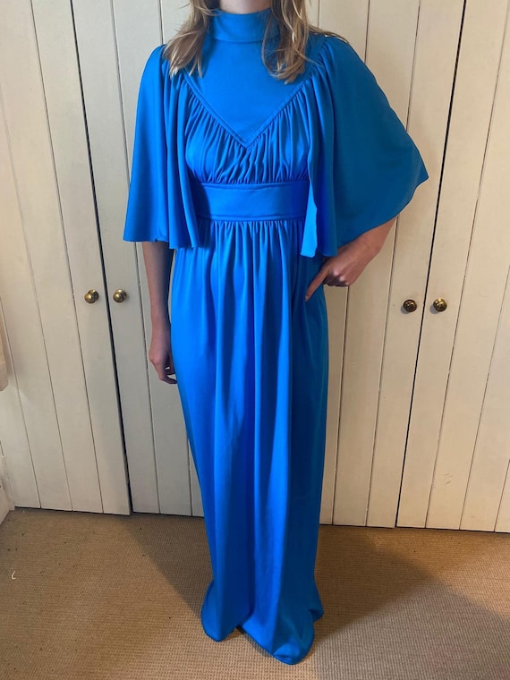 Dreamy 1970s angel sleeve cape maxi dress