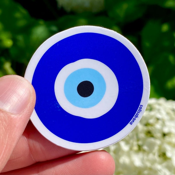 Evil Eye Waterproof Sticker | Turkish Blue Eye Vinyl Sticker | Arab Nazar Laptop Decal | Mashallah Custom Symbolic Wall Sticker