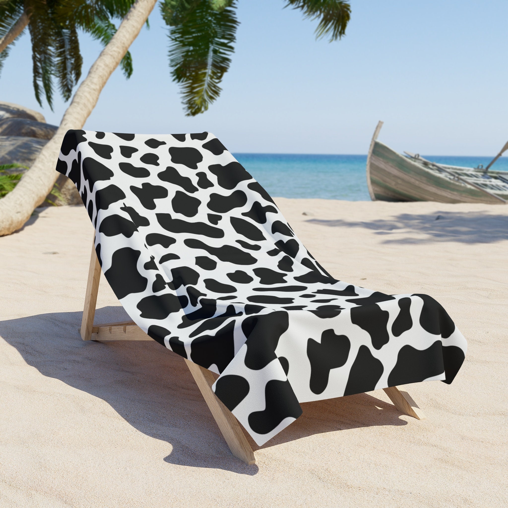 Cow Print Beach Towel Black White Cow Print Beach Blanket Toalla De La Vaca Etsy