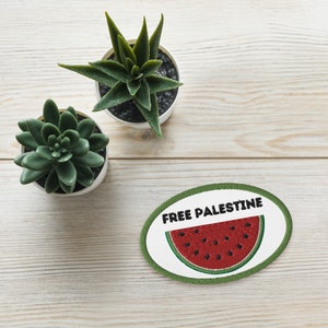 Free Palestine Watermelon Patch | Palestinian Watermelon Embroidered Patch | Arab Watermelon Oval Patch | Iron-On Palestine Patch