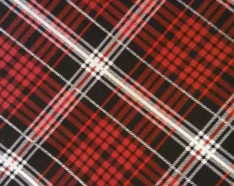 Red and Black Plaid Pet Bandana Over The Collar