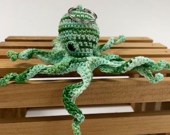 Cute stuffed crochet octopus keychain
