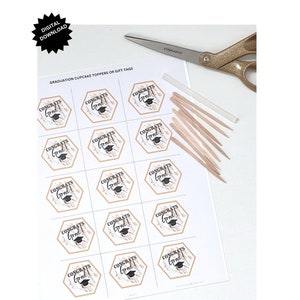 Congrats Grad Hexagon Shaped Cupcake Topper/Gift Tag (DIGITAL DOWNLOAD)
