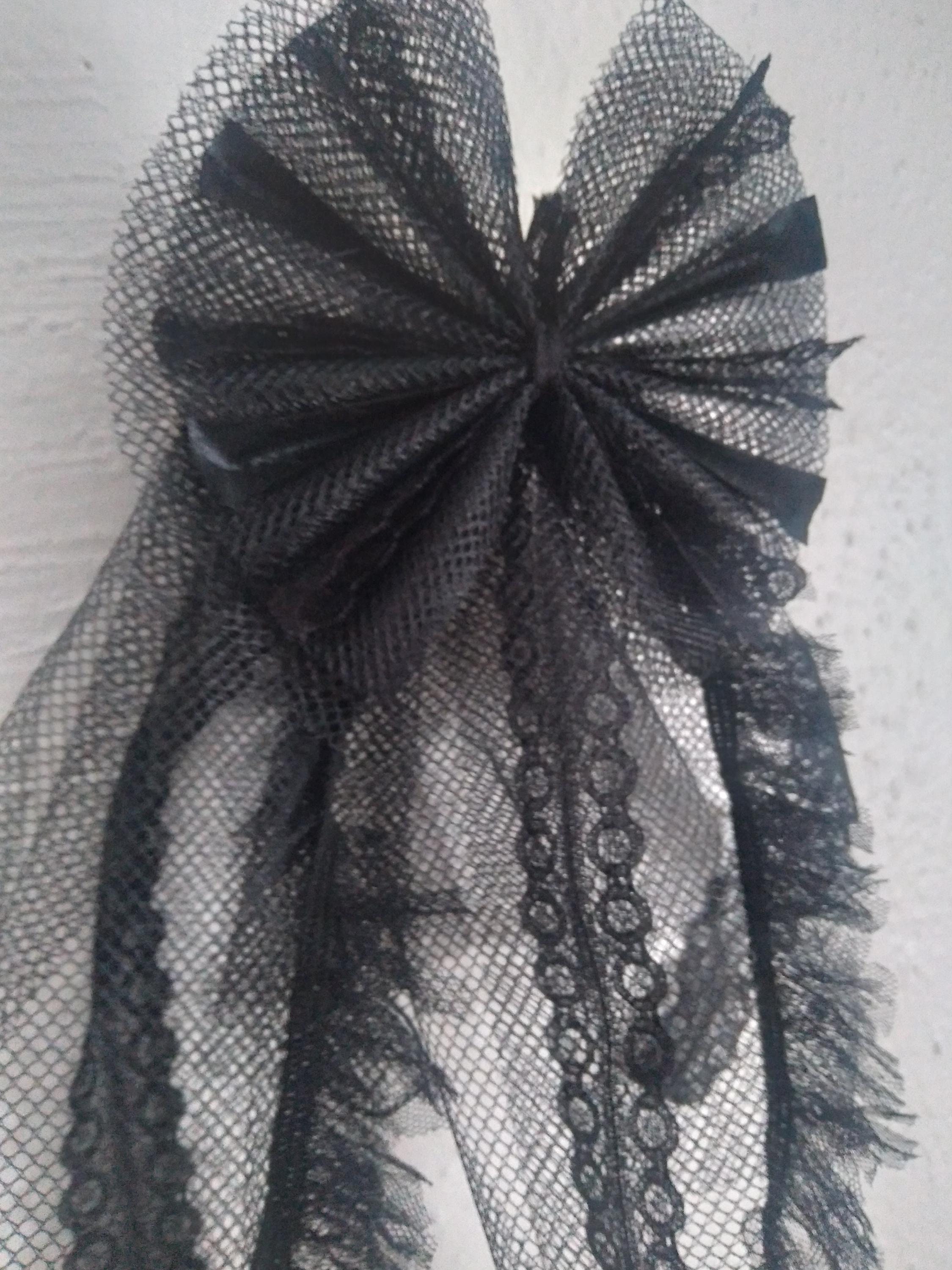Vintage fishnet fur bow hairpiece Fishnet Net Hairnet - Etsy main image 2