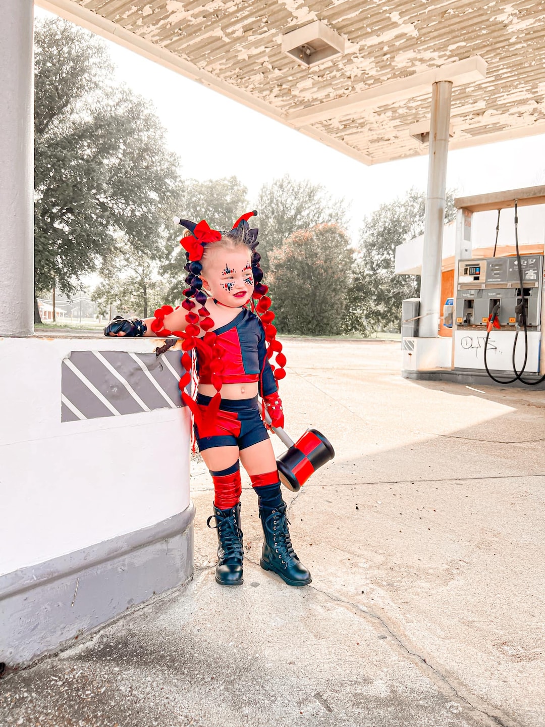 Conjunto de disfraz de Harley Quinn en negro y rojo México