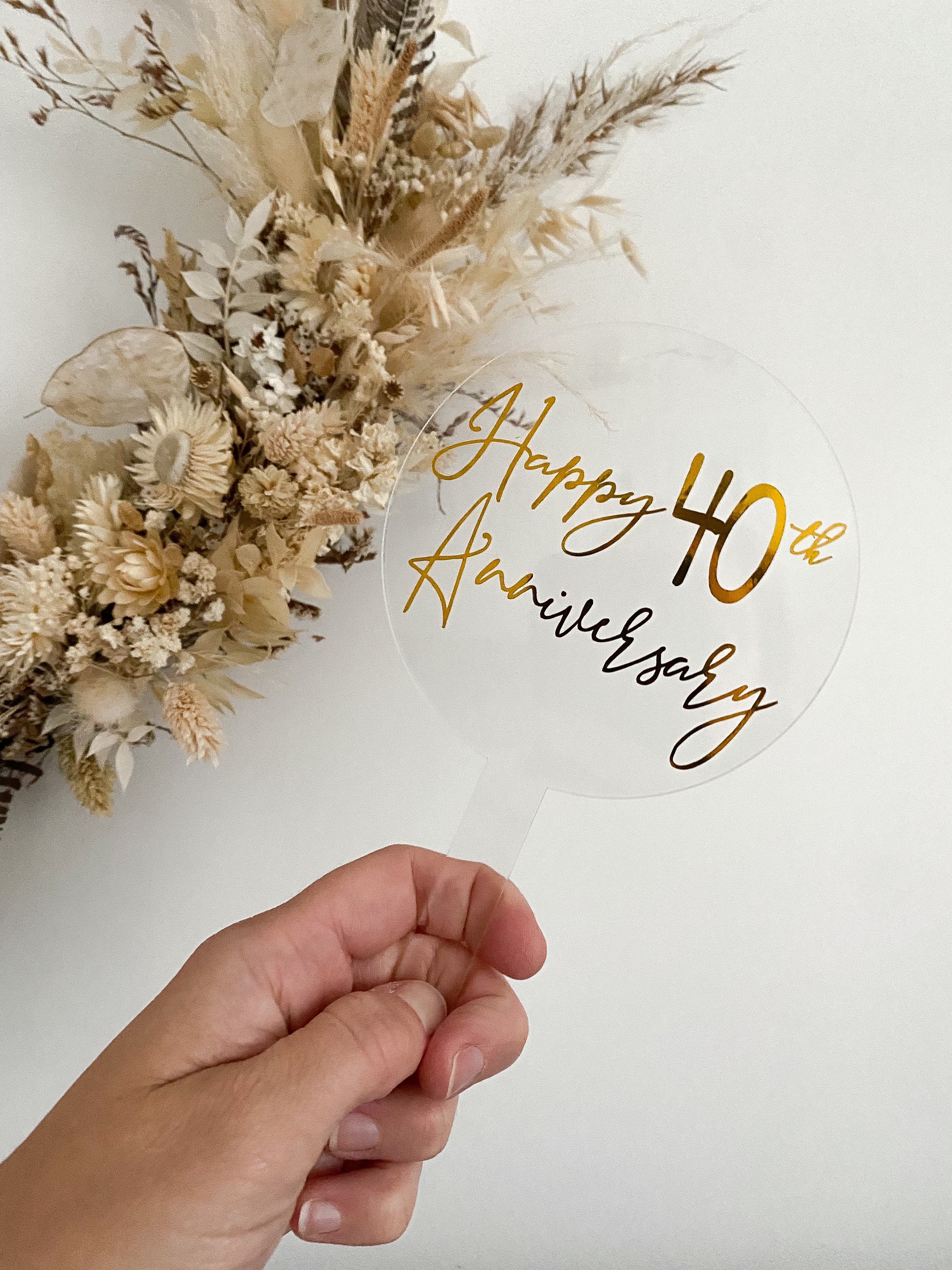 Acrylic Anniversary Cake Topper Calligraphy Style, Anniversary Cake ...