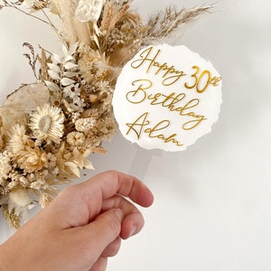 Acrylic Birthday Cake Topper calligraphy style, Birthday cake topper, Perspex Acrylic Cake Topper with paint splash, custom wording text