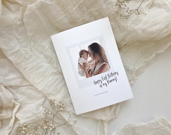 Polaroid style First Birthday as my...mummy / any relation card, Happy Birthday mummy, personalised Photo card,