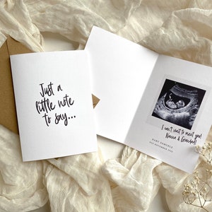 Polaroid style ‘just a note to say’ baby pregnancy announcement card... baby scan card, Photo card,