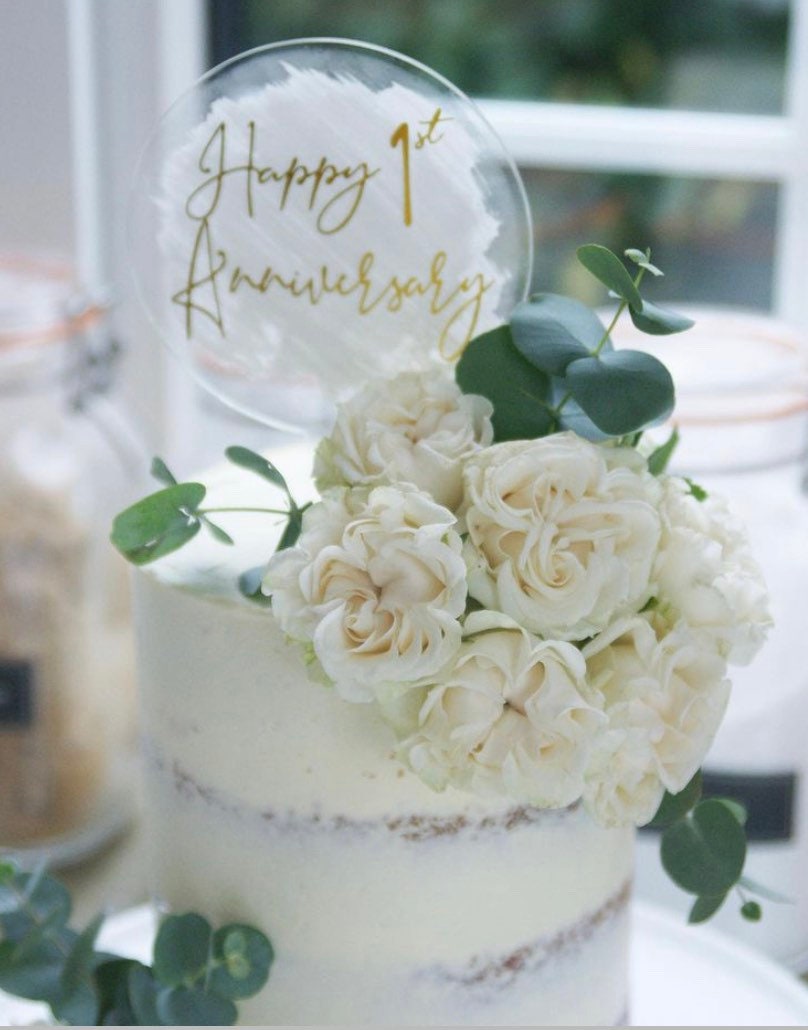 Acrylic Anniversary Cake Topper Calligraphy Style, Anniversary Cake ...