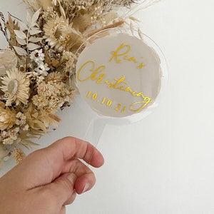 baptism cake topper, christening cake topper, personalised christening cake topper, date, custom cake topper, acrylic cake topper, christening and baptism, keepsake cake topper
