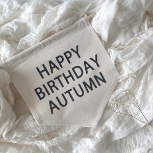 Happy Birthday banner flag, personalised birthday decor, wall decor