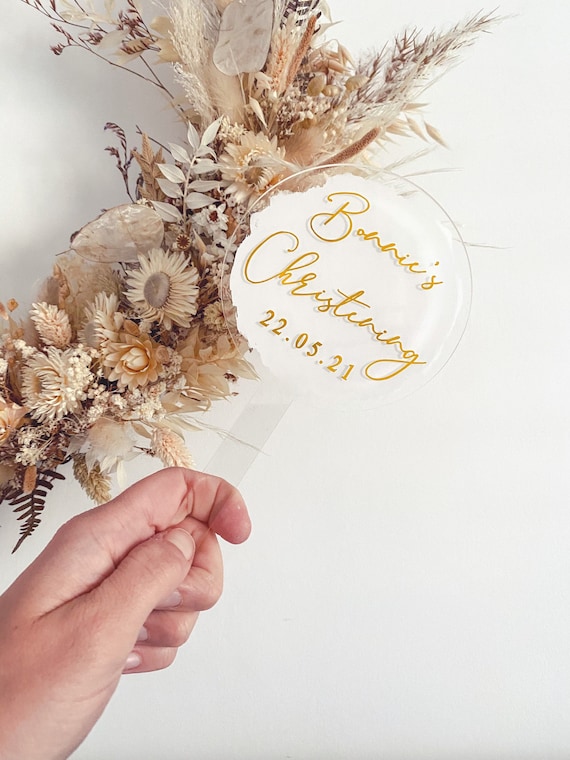Acrylic Christening Cake Topper calligraphy style, Baptism cake topper, Perspex Acrylic Cake Topper, Personalised topper, custom wording