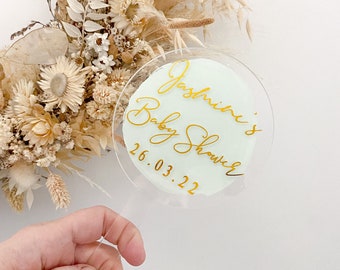 Acrylic Baby shower Cake Topper calligraphy style, cake topper, Perspex Acrylic Cake Topper, Personalised topper, custom wording