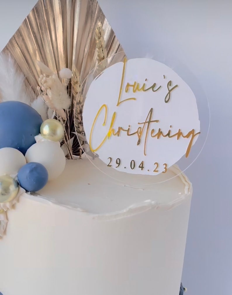 baptism cake topper, christening cake topper, personalised christening cake topper, date, custom cake topper, acrylic cake topper, christening and baptism, keepsake cake topper
