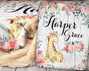 monogrammed little giraffe blanket