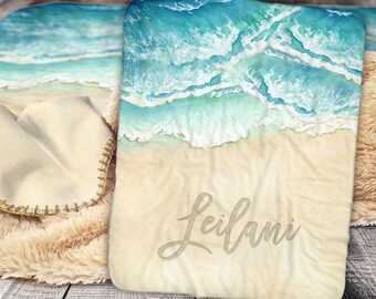Name Blanket Swaddle Blanket Organic Baby Blanket Organic Swaddle Dolphin Blanket Ocean Theme Ocean Nursery