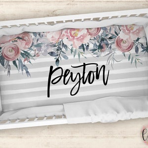 Personalized Crib Sheet - Floral Themed Crib Sheet - Personalized Baby Fitted Crib Sheet - Baby Shower Gift - Personalized - Crib Sheet -