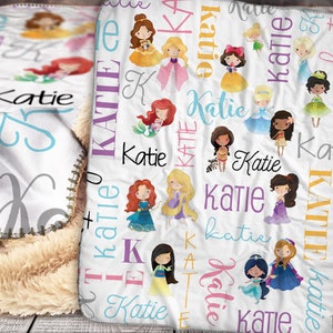 Personalized Princess Baby Blanket - Princess Sherpa Throw Blanket - Personalized Baby Blanket - Princess Personalized Girls Blanket