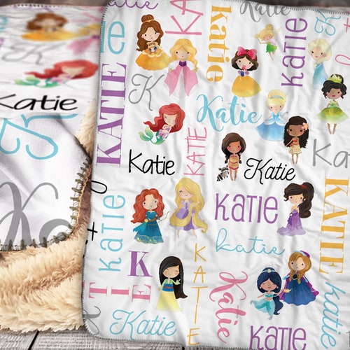 Personalized Princess Baby Blanket Princess Baby Blanket Etsy