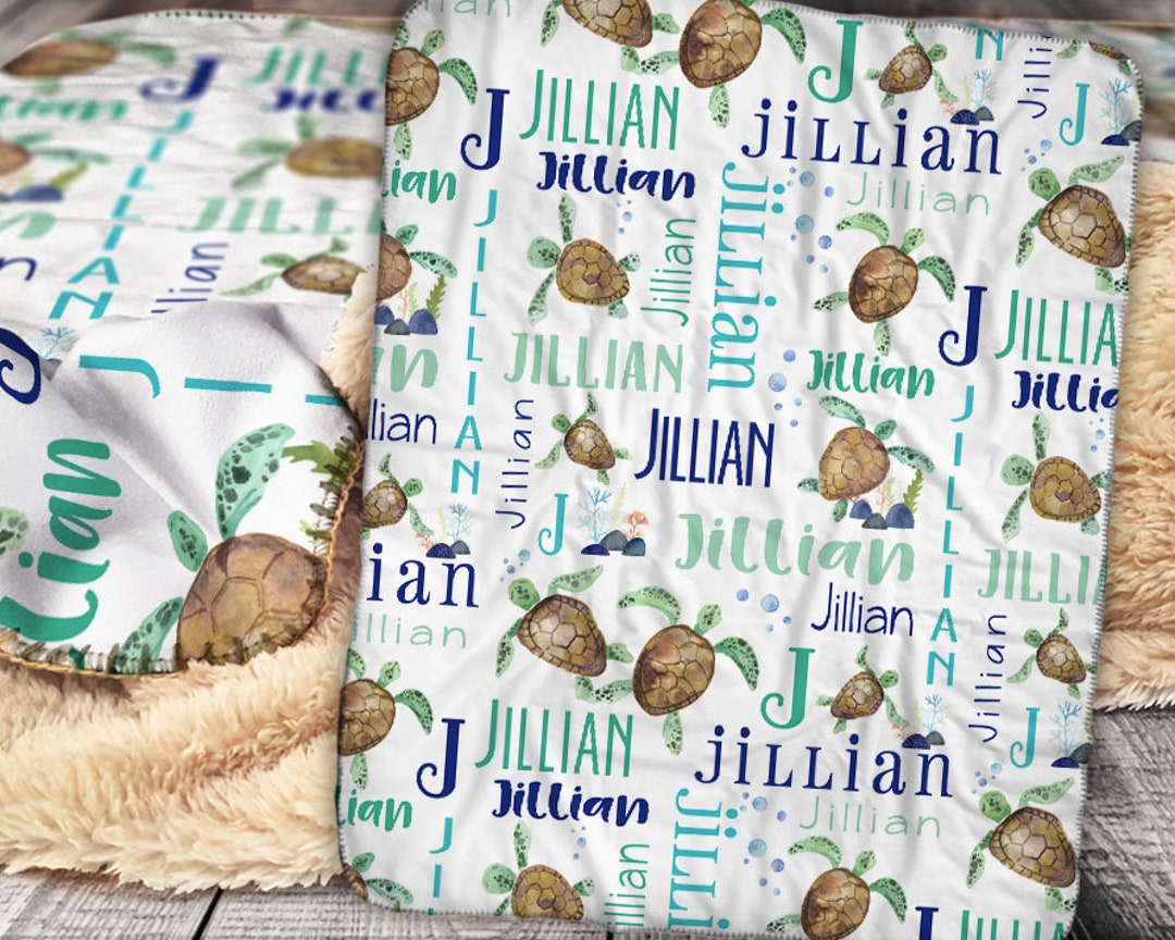 Personalized Sea Turtle Blanket Sea Turtle Baby Blanket Baby Blanket ...