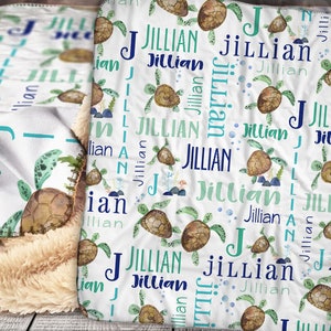 Personalized Sea Turtle Blanket - Sea Turtle Baby Blanket - Baby Blanket- Personalized  Name Blanket - Turtle Baby Blanket - Turtle - Sea