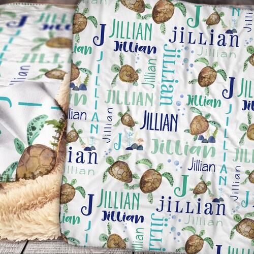 NICTIMEID Personalized Baby Name Blanket - Super Soft Sherpa, Custom Newborn Gift, Green 31x47 Inches