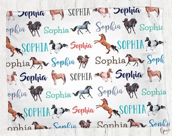 Personalized Horse Baby Blanket - Personalized Blanket - Horse Blanket - Personalized Name Blanket - Horse Pony -  Custom Name Blanket