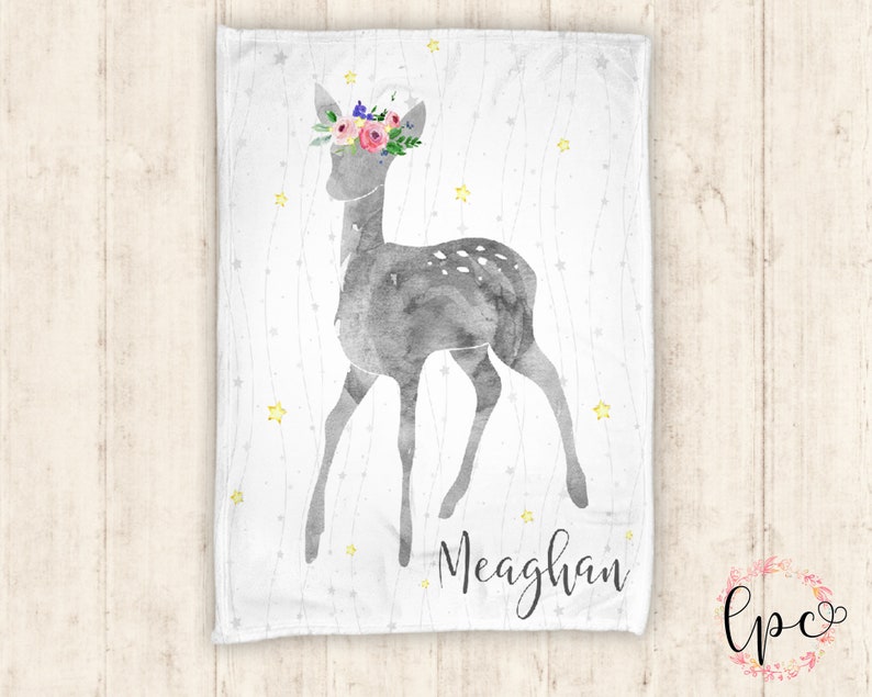 Baby Blanket Personalized Deer Blanket Personalized Blanket Personalized Baby Blanket Floral Deer Blanket Rustic Baby Blanket