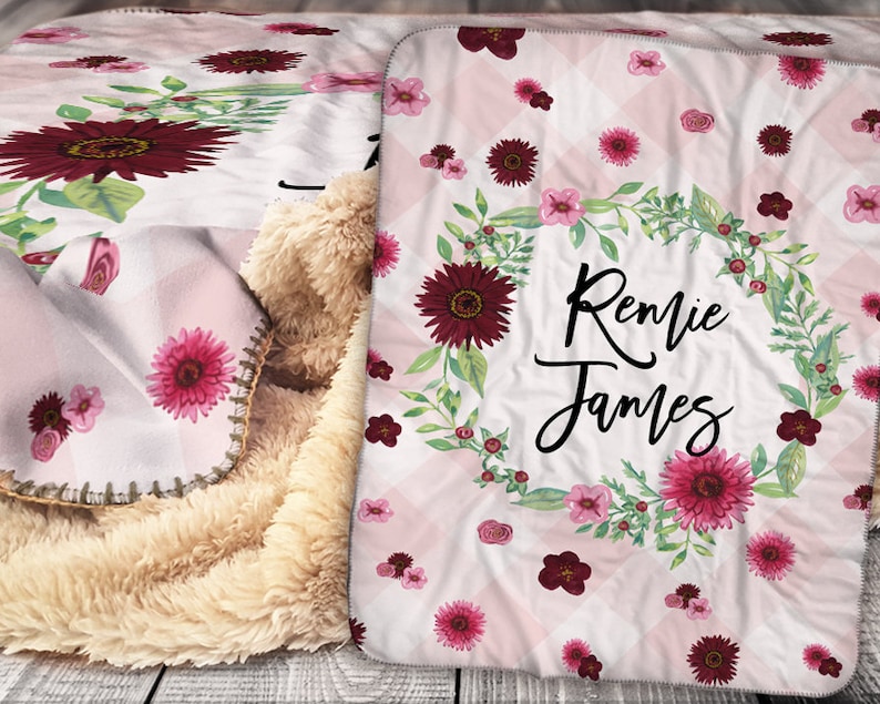Personalized Blanket Baby Blanket Floral Pattern Blanket Flower Blanket