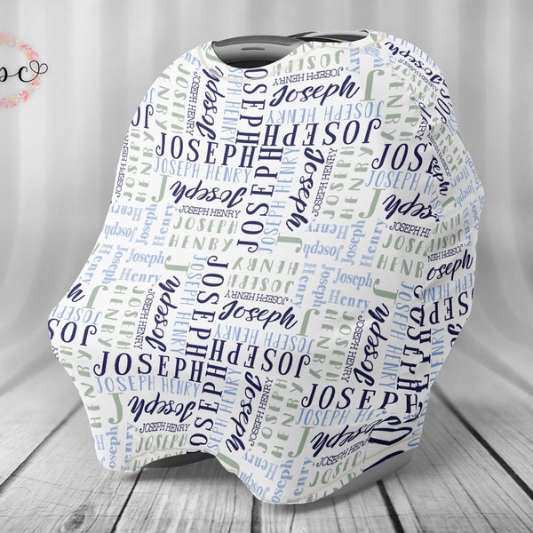 Personalized Car Seat Canopy Cover - Baby Car Seat Cover - Personalized Nursing Cover - Car Seat Canopy Cover - Nursing Cover - Name Pattern