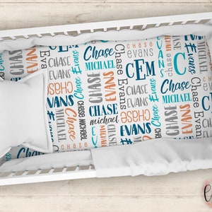 Personalized Crib Sheet - Name Pattern Crib Sheet - Personalized Baby Fitted Crib Sheet - Baby Shower Gift - Personalized Nursery Decor
