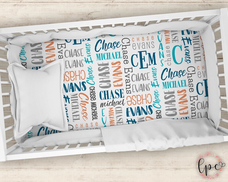 Personalized Crib Sheet Name Pattern Crib Sheet Etsy