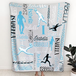 Personalized Soccer Blanket - Soccer Blanket for Girls - Custom Soccer Ball Blanket - Personalized Soccer Name Blanket for Girls - Soccer