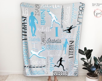 Personalized Soccer Blanket - Soccer Blanket for Girls - Custom Soccer Ball Blanket - Personalized Soccer Name Blanket for Girls - Soccer