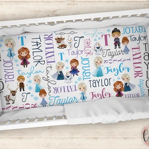 Lençol de berço personalizado - Lençol de berço personalizado de princesa - Lençol de berço de princesa - Lençol de berço personalizado com elástico para bebês princesas