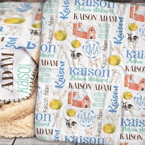 Babydecke auf dem Bauernhof - Personalisierte Babydecke - Individuelle Babydecke - Personalisierte Namensdecke - Bauernhof