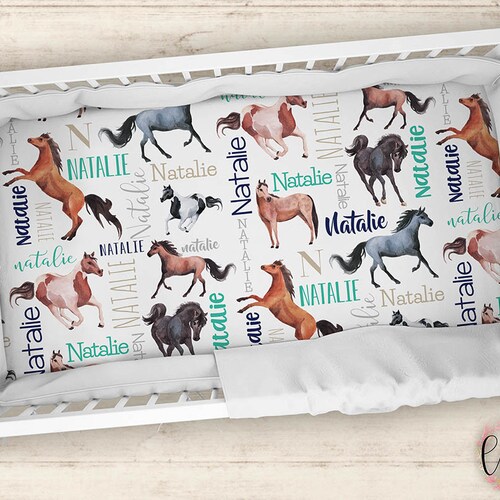 Personalized Crib Sheet Horse Crib Sheet Wild Horses Etsy