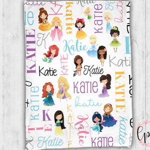 Personalized Princess Baby Blanket - Custom Princess Baby Blanket - Personalized Princess Name Blanket Personalized Girl Baby Blanket