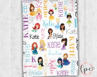 Personalized Princess Baby Blanket - Custom Princess Baby Blanket - Personalized Princess Name Blanket Personalized Girl Baby Blanket