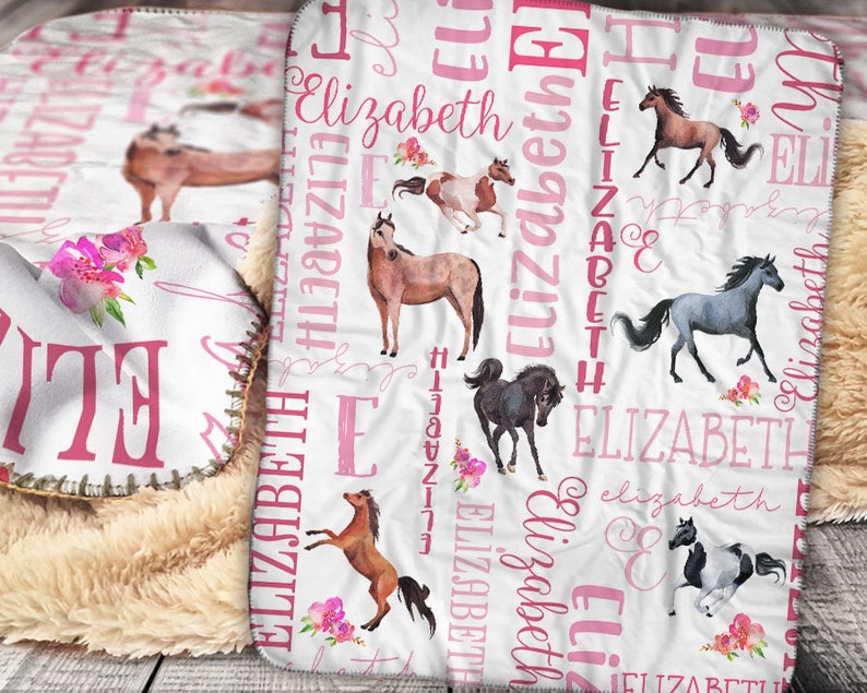 Personalized Horse Baby Blanket Horse Sherpa Throw Blanket Etsy