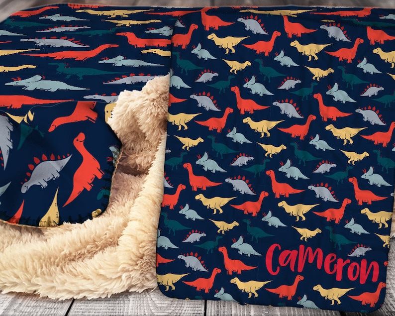 Personalized Dinosaur Blanket Sherpa Throw Blanket Etsy
