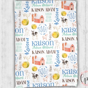 Personalized Baby Blanket - Farm Personalized Blanket - Pattern Throw Blanket - Personalized Farm Animals Blanket - Farm Baby Blanket