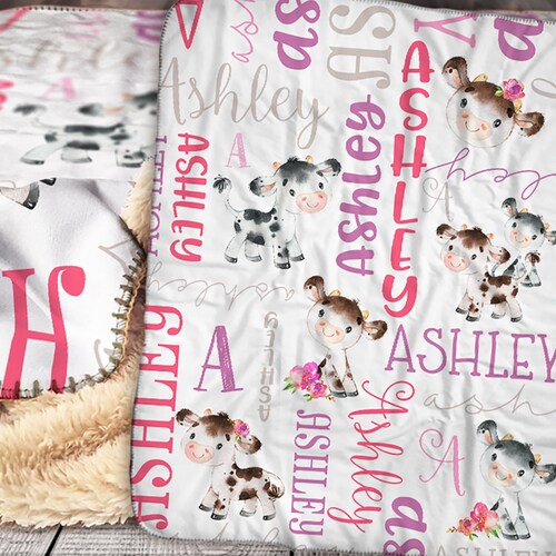 Personalized Baby Blanket Personalized Blanket Cow Blanket Etsy