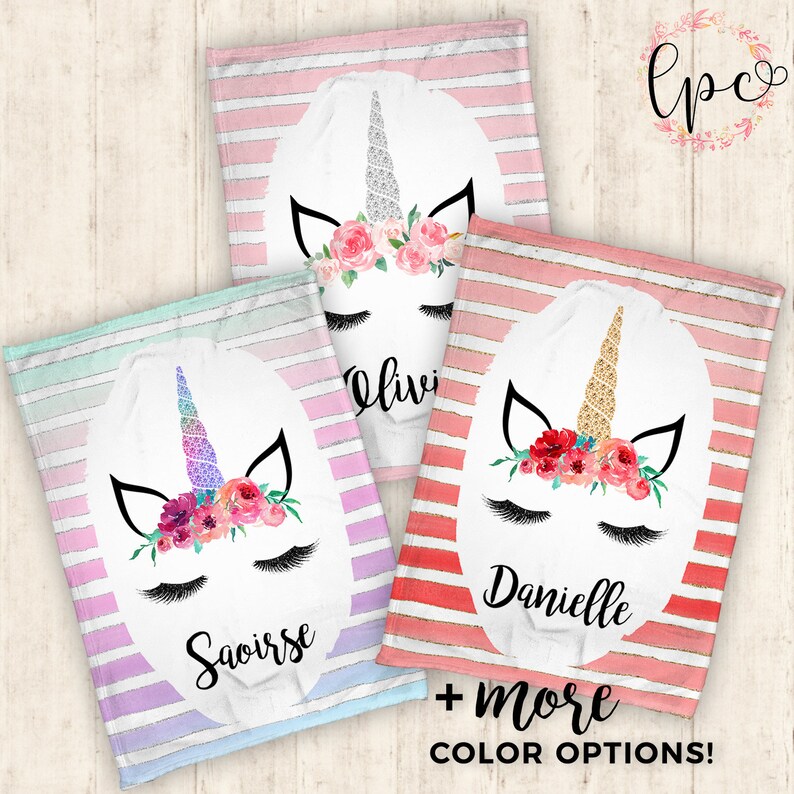 Personalized Unicorn Baby Blanket Baby Blanket Floral Etsy