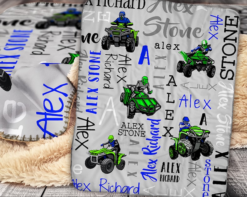 Personalized ATV Blanket Four Wheeler Name Blanket Etsy